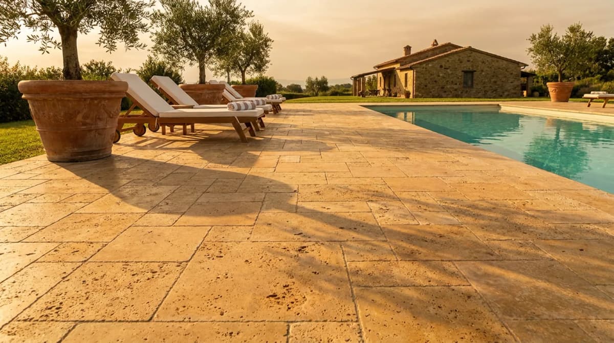 Large format natural stone slabs in a terrace application